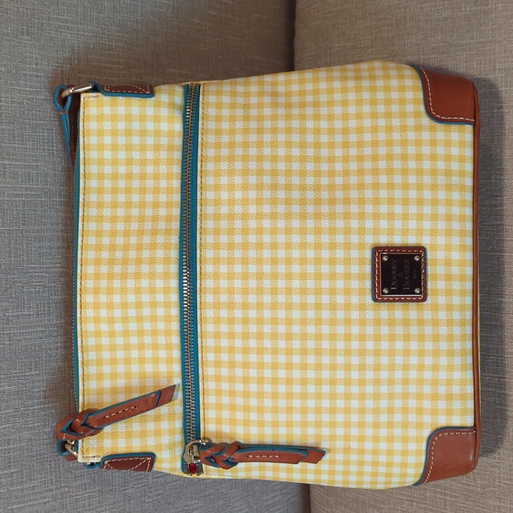 Dooney & Bourke Checkered Yellow & White Crossbody Bag - Picture 2 of 8